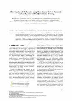 Detecting Speech Disfluencies Using Open-Source Tools in Automatic Feedback Systems for Oral Presentation Training